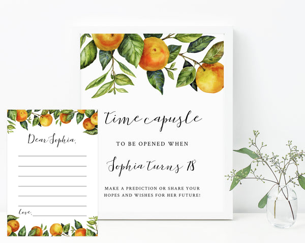 Little Cutie Time Capsule Sign Template, Printable Cutie Themed Time Capsule, Editable First Birthday Time Capsule Notes, Templett