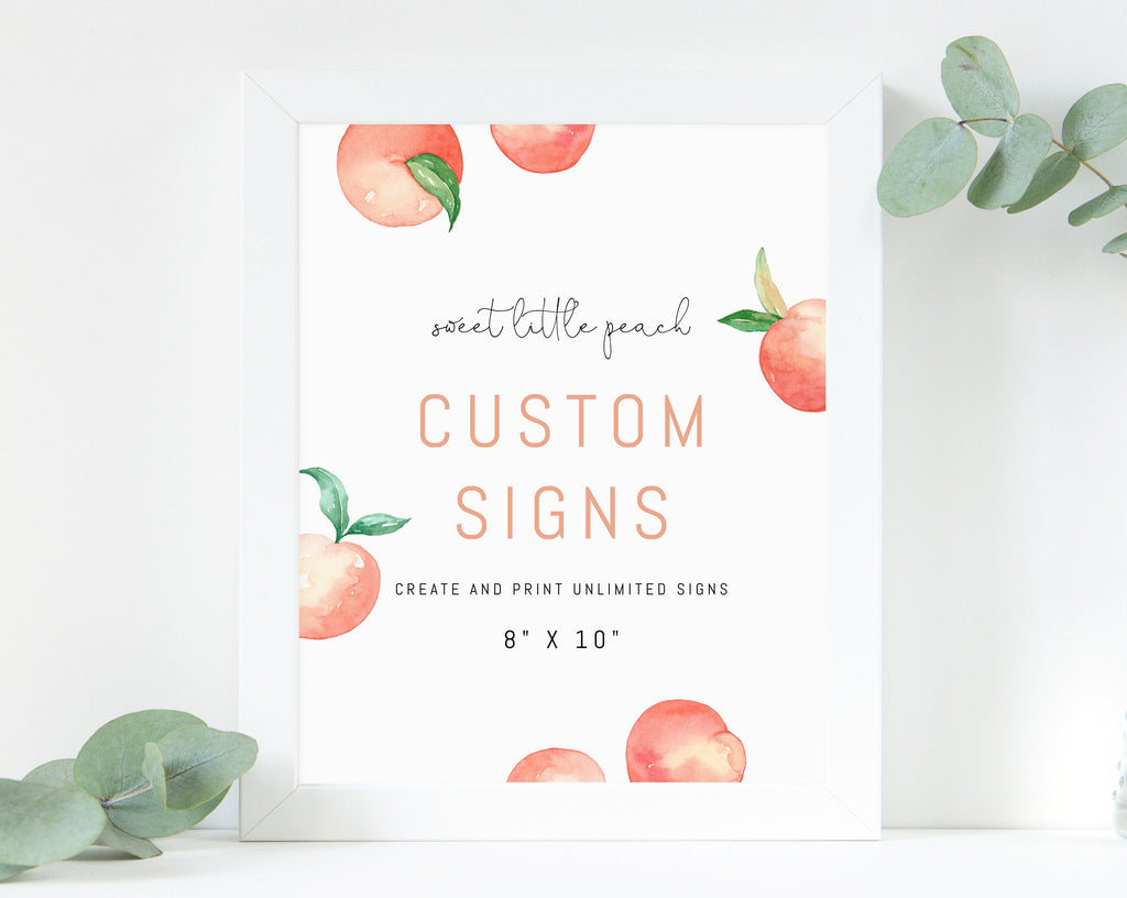 Editable Peach Custom Sign Template, DIY Printable Unlimited Signs, Sw ...