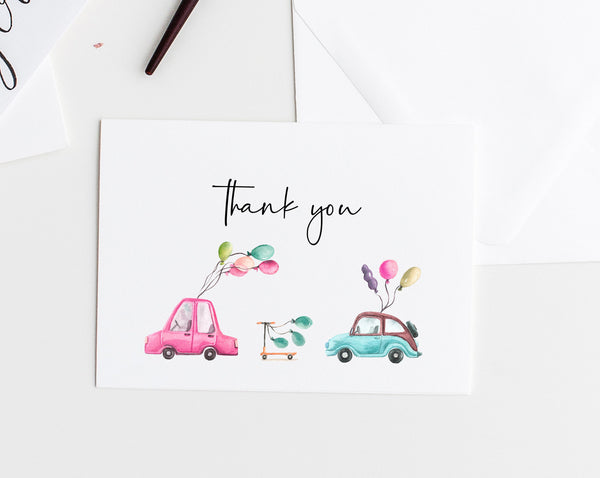 Drive By Parade Thank You Card Template, Printable Birthday Thank You Tent Card, Drive By Party, Instant Download, Templett