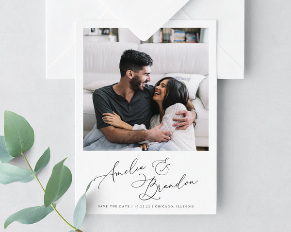 Photo Save the Date, Save the Date with Pictures Template, Printable Save the Date Card, Engagement Photo Save the Dates, Templett, W30