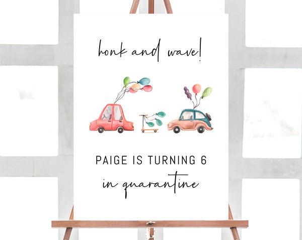 Honk Yard Sign Template, Quarantine Birthday Drive By Party Sign, Drive By Parade Sign, Social Distancing, Instant Download, Templett
