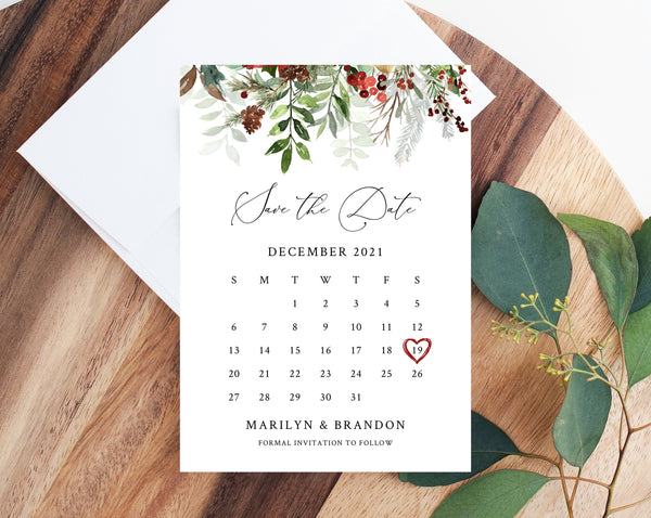Winter Wedding Save the Date Calendar Template, Christmas Wedding Save | paperandthings winter-wedding-save-the-date-calendar-template-christmas-wedding-save-paperandthings