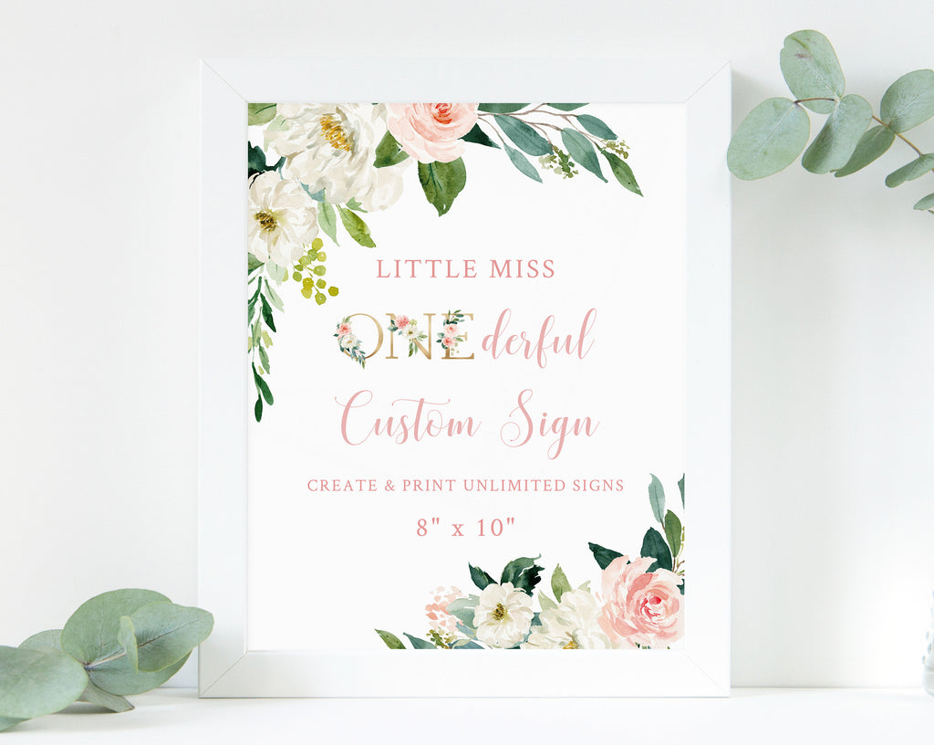 Editable Miss Onederful Custom Sign Template, DIY Printable Unlimited ...