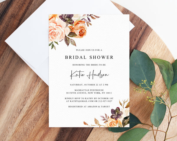 Rustic Bridal Shower Invitation Templates