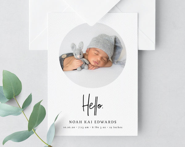 Birth Announcement Card, Introducing Baby Cards, 5x7 Photo Card Template, Printable Newborn Baby Cards, Baby Anouncement, Templett