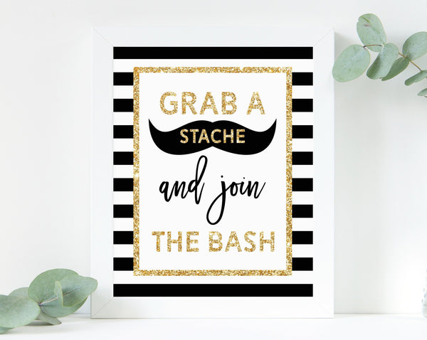 INSTANT DOWNLOAD Mr. Onederful Photo Sign, Grab A Stache And Join The Bash Sign Printable, Printable Mr One-derful Photo Props Sign, B02