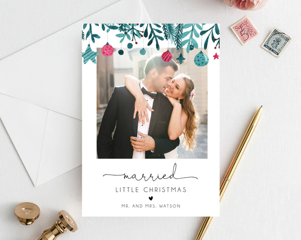 Newlywed Christmas Photo Card Template, Married Christmas Card, Printable First Christmas, Just Married, Instant Download, Templett