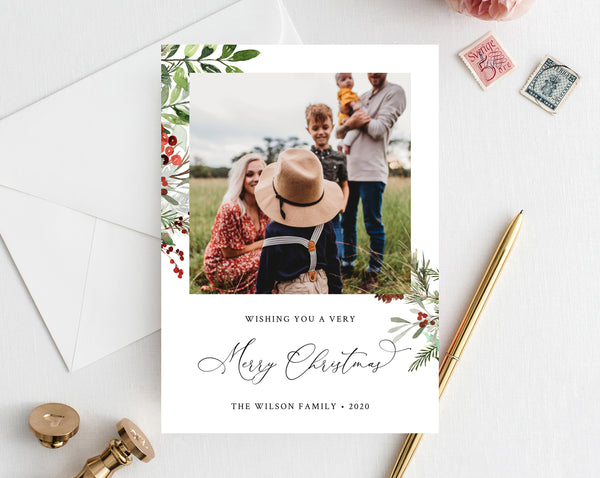 Christmas Photo Card Template, Holidays Card Template, Printable Christmas Card, Editable Template, Instant Download, Templett, W46