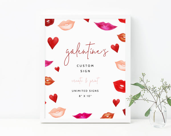 Editable Galentine&#39;s Custom Sign Template, DIY Printable Unlimited Signs, Girls Dinner, Girls Night, Create Your Own 8&quot; x 10&quot;, Templett