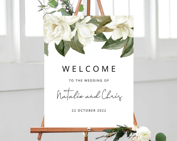 Magnolia Wedding Welcome Sign Template, Welcome to the Wedding Printable, Welcome to our Wedding Board, Instant Download, Templett, W35