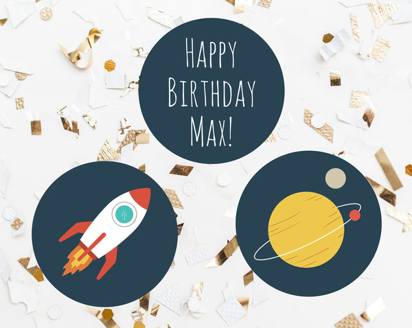 Space Birthday Cupcake Toppers Template, Astronaut Birthday Party Labels, Galaxy Birthday Party Cake Topper, Dessert Toppers, Templett