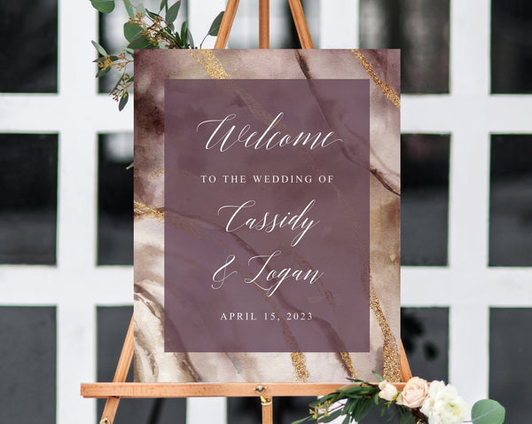 Purple Agate Wedding Welcome Sign Template, Welcome to the Wedding Printable, Welcome to our Wedding Board, Instant Download, Templett, W58