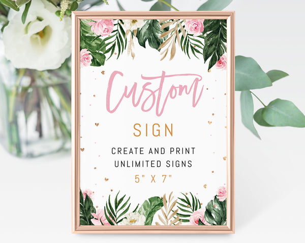 Editable Two Wild Custom Sign Template, DIY Printable Unlimited Signs, Pink and Gold Birthday, Create Your Own 5&quot; x 7&quot;, Templett
