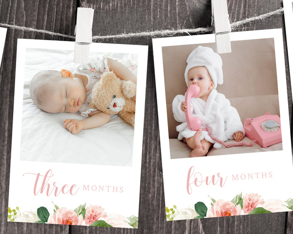 First Year Photos Banner Template, Printable Miss Onederful Monthly Photo Banner, 12 Months Photos, Instant Download Templett, B09
