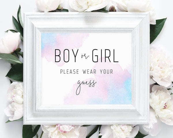 Wear Your Guess Sign Template, Gender Reveal Guess Sign, Printable Gender Reveal Sign, What Do You Think Sign, Templett, B01