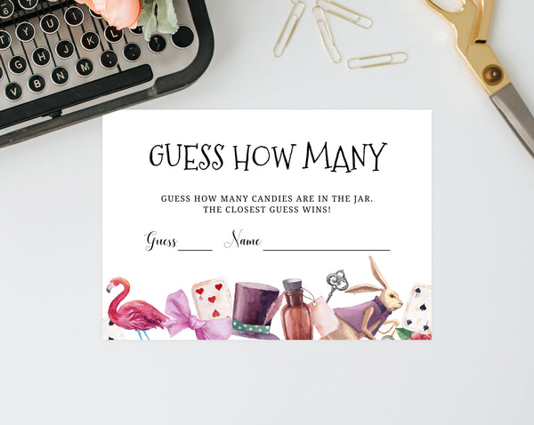 Guess How Many Game, Alice Themed Baby Shower Game, Wonderland Guess How Many Baby Shower Game