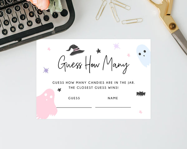 Pastel Halloween Baby Shower Guess How Many, Printable Halloween Baby Shower Games, Halloween Themed Game, Templett, B24
