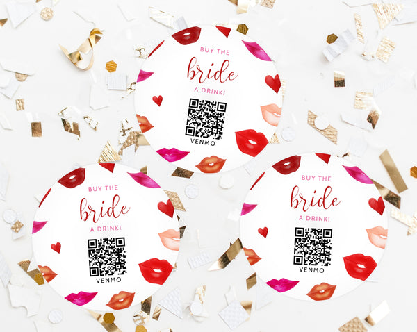 Buy the Bride a Drink, Bachelorette Venmo QR Code Template, Bachelorette Cash, Button Pin, Editable Label Template, Templett