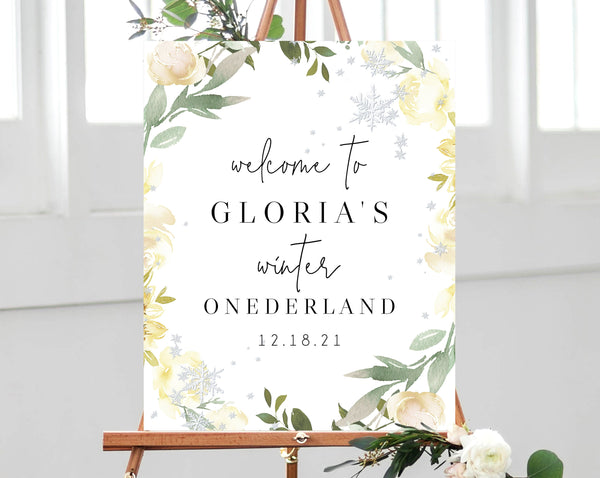 Winter Onederland Welcome Sign Template, Christmas Birthday Sign Printable, Winter 1st Birthday Welcome Sign, Templett, B19