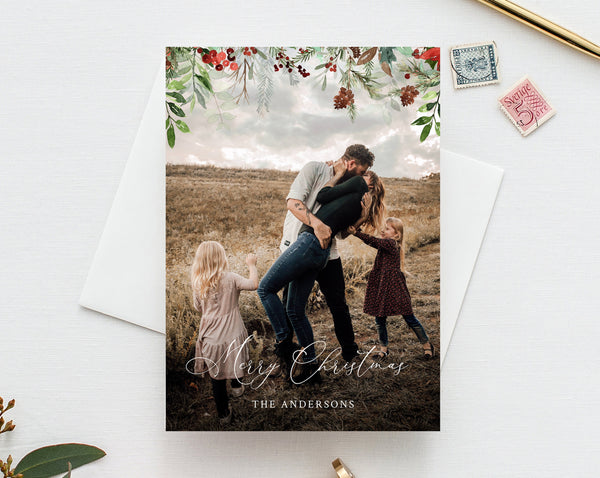 Christmas Photo Card Template, Holidays Card Template, Printable Christmas Card, Editable Template, Instant Download, Templett