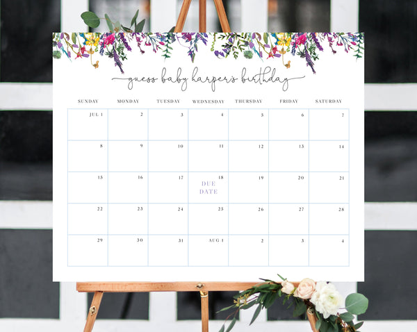 Colorful Floral Due Date Calendar Template, Baby Shower Calendar, Baby | paperandthings colorful-floral-due-date-calendar-template-baby-shower-calendar-baby-paperandthings
