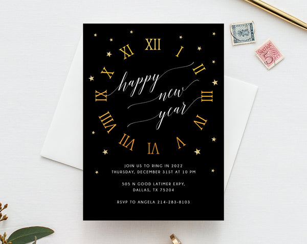 New Years Eve Party Invitation Template, Neon New Years Invitation, Printable NYE Invite, Editable Party Invitations, Templett