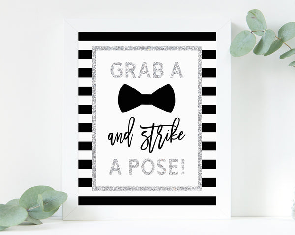 INSTANT DOWNLOAD Mr. Onederful Photo Sign, Grab A Bow Tie and Strike A Pose Sign Printable, Printable Mr One-derful Photo Props Sign, B02B