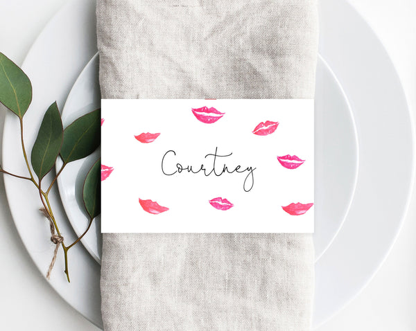 Galentine's Day Party Napkin Ring Template, Printable Galentine's Brunch Place Cards, Girls Dinner Editable Template, Templett