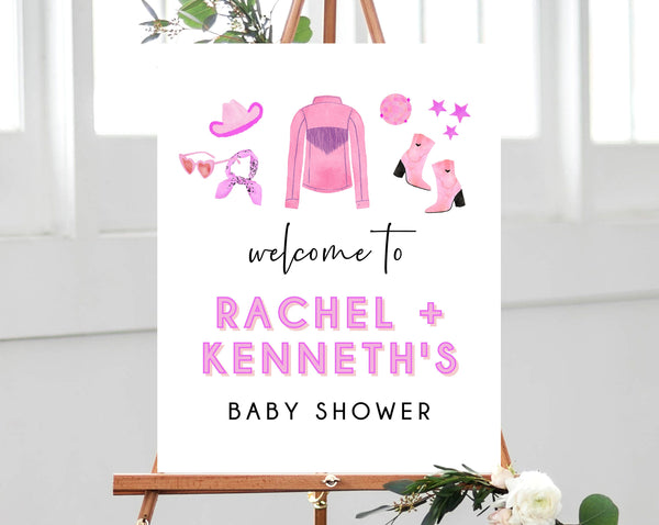 Space Cowgirl Welcome Sign Template, Printable Cowgirl Themed Party Welcome Sign, Editable Baby Shower Welcome Sign, Templett, B55