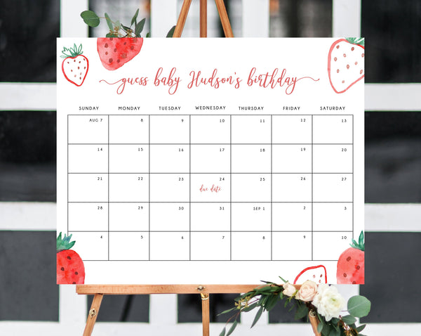 Strawberry Due Date Calendar Template, Berry Sweet Baby Due Date Game, | paperandthings strawberry-due-date-calendar-template-berry-sweet-baby-due-date-game-paperandthings
