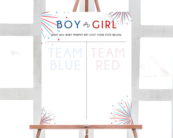 Gender Reveal Sign Template, Boy or Girl Chart, Gender Reveal Decor, Gender Reveal Banner, 4th of July Themed Printable, Templett