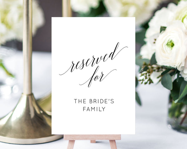 Reserved. Message Reserved Sign Template, Printable Reserved For Family Sign, Reserved S ...