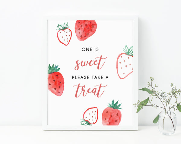 One Is Sweet Please Take A Treat Sign, Strawberry Themed Birthday, Berry Sweet, B49