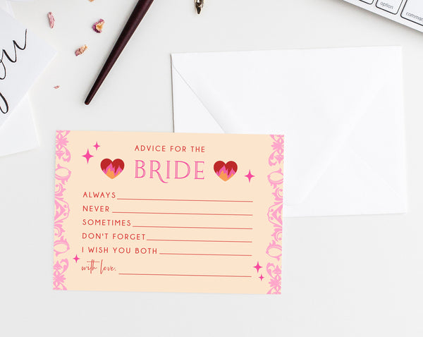 Printable Advice Card, Advice For The Bride, Bridal Shower Game, Advice and Well Wishes, Match Made In Heaven, Templett