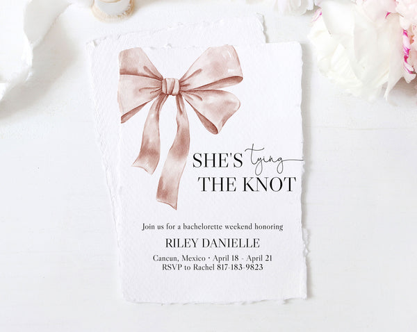 Tying The Knot Bachelorette Invitation Template, Printable Bachelorette Party Invite, Bachelorette Itinerary, Editable Template, Templett
